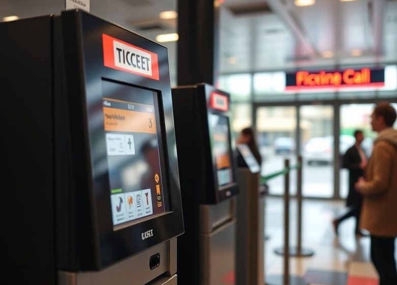 Dispensador de turnos en el hall de atención